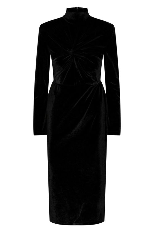 Y.A.S Kjole YAS Novella High Neck LS Midi Dress Black Front